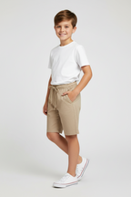 Kid's Cotton Twill Drawstring Shorts With Elastic Waist