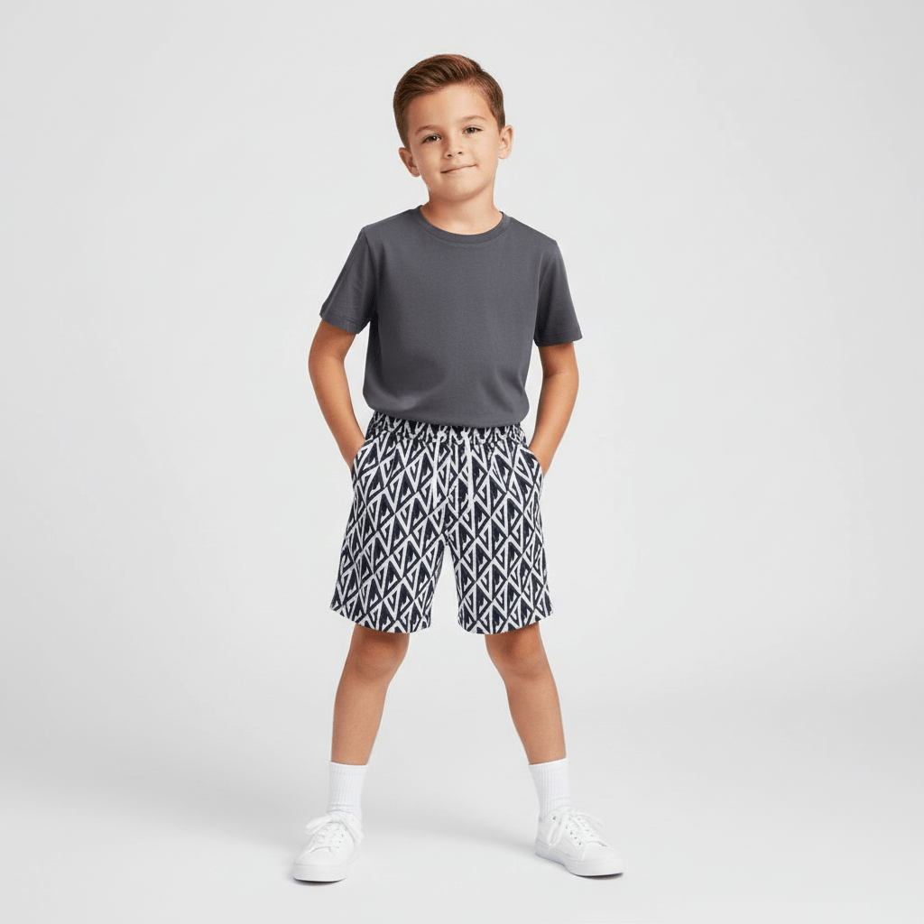 Kids Cotton Twill Tapered Elastic Waist Shorts 100 - Shop Giordano