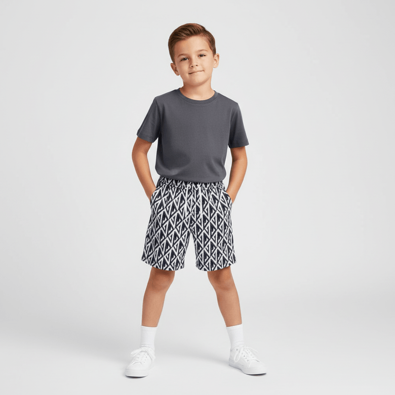 Kids Cotton Twill Tapered Elastic Waist Shorts 100 - Shop Giordano