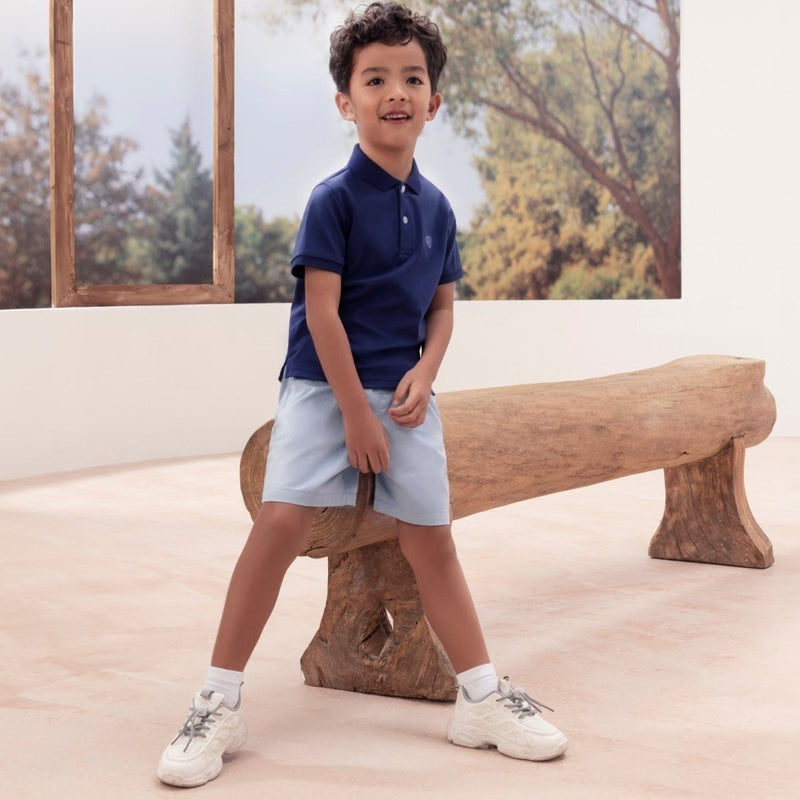 Kids Cotton Twill Tapered Elastic Waist Shorts 4 Y - Shop Giordano