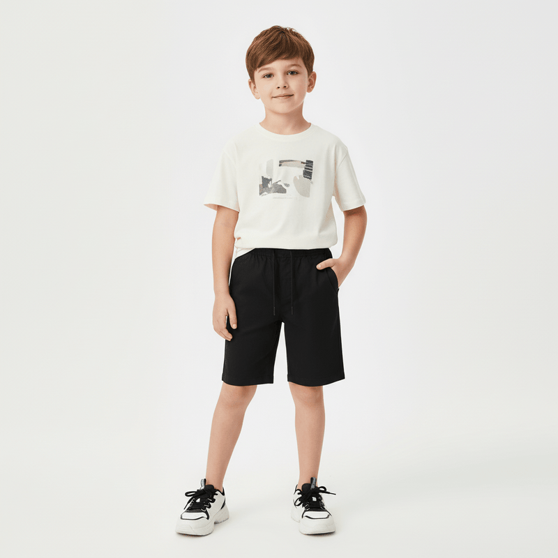 Kids Cotton Twill Tapered Elastic Waist Shorts 4 Y - Shop Giordano