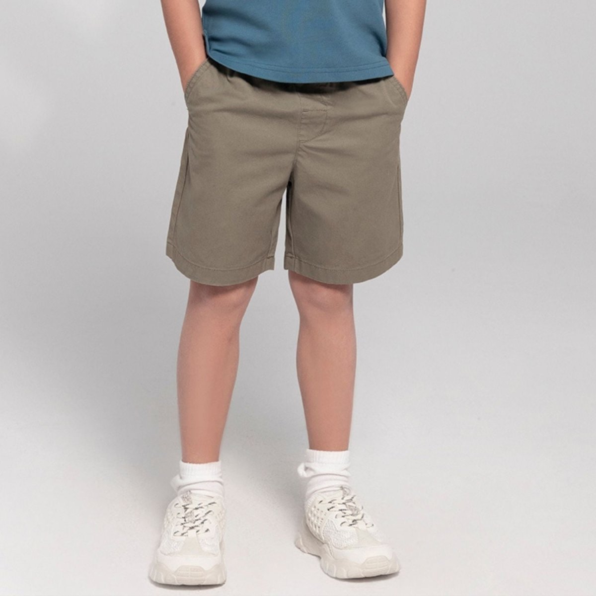 Kids Cotton Twill Tapered Elastic Waist Shorts - Giordano