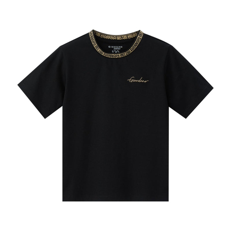 Giordano Kid's' Embroidered Tee: Soft Cotton, Classic Style, Everyday Comfort - Premium Tee