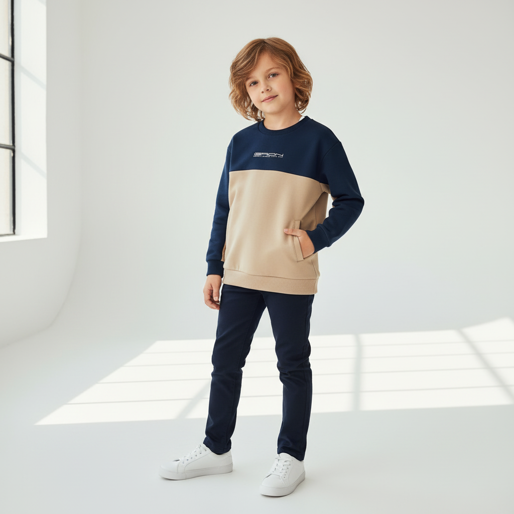 سويت شيرت مريح مطبوع برقبة دائرية للأطفال