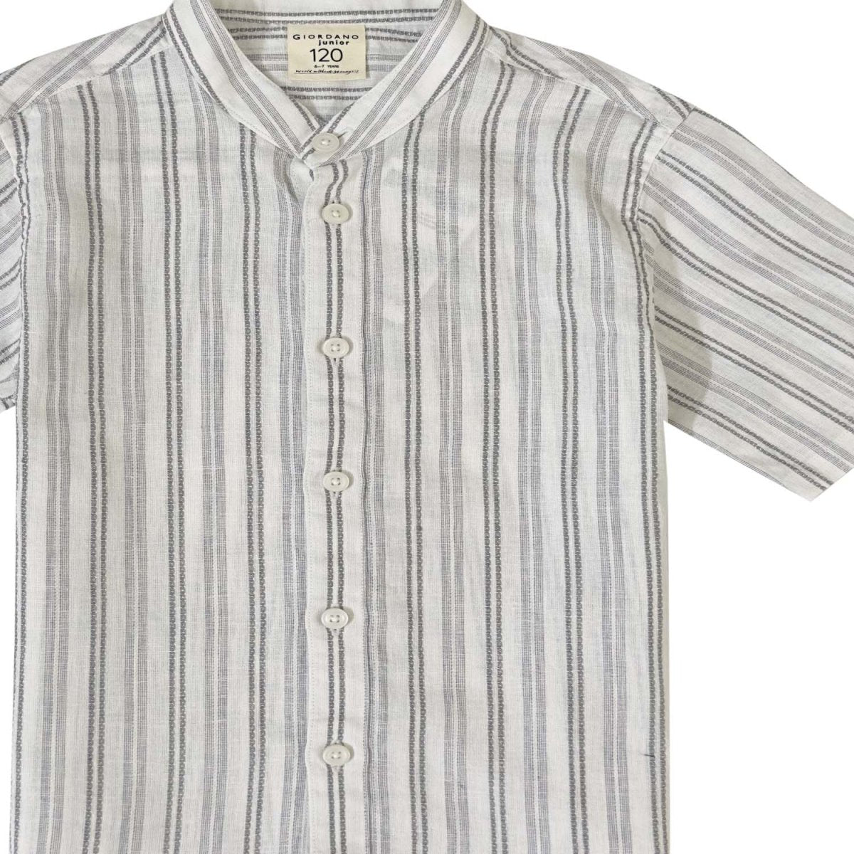 Kids Linen Cotton Band Collar Shirt - Giordano