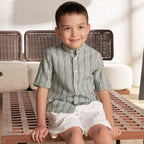 Giordano Kids Linen Cotton Band Collar Shirt - Premium Shirts