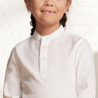 Kids Linen - Cotton Band Collar Shirt - Long Sleeve, Garment Wash 4 - 5 Y - Shop Giordano