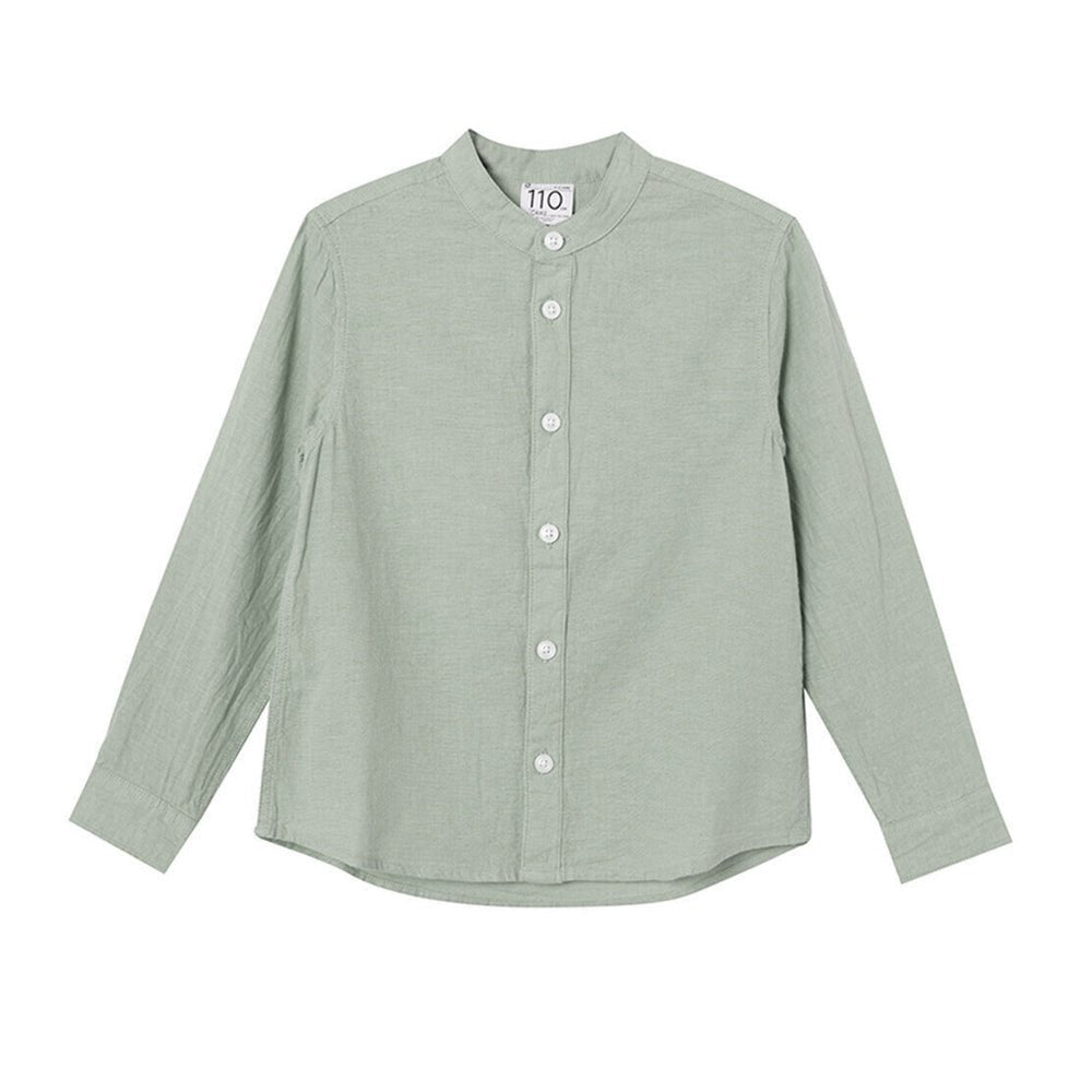 Kids Linen - Cotton Band Collar Shirt - Long Sleeve, Garment Wash - Giordano