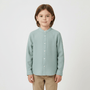 Kids Linen - Cotton Band Collar Shirt - Long Sleeve, Garment Wash 4 - 5 Y - Shop Giordano