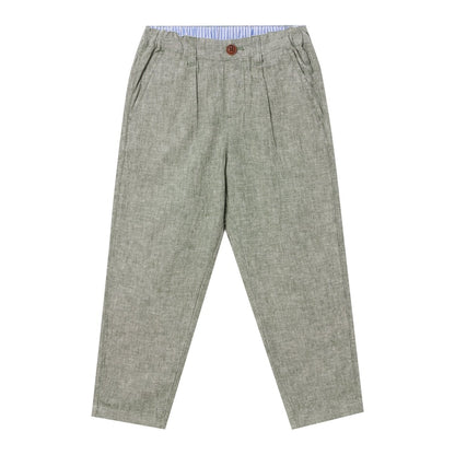 Kids Linen Cotton Capri Pants: Elastic Waist, Tapered Fit - Giordano