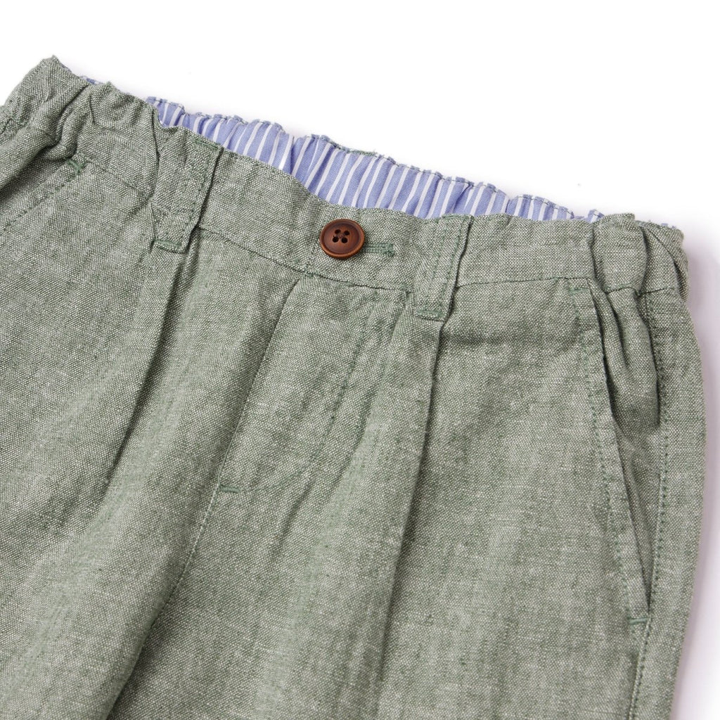 Giordano Kids Linen Cotton Capri Pants: Elastic Waist, Tapered Fit - Premium Pants