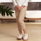 Giordano Kids Linen Cotton Capri Pants: Elastic Waist, Tapered Fit - Premium Pants