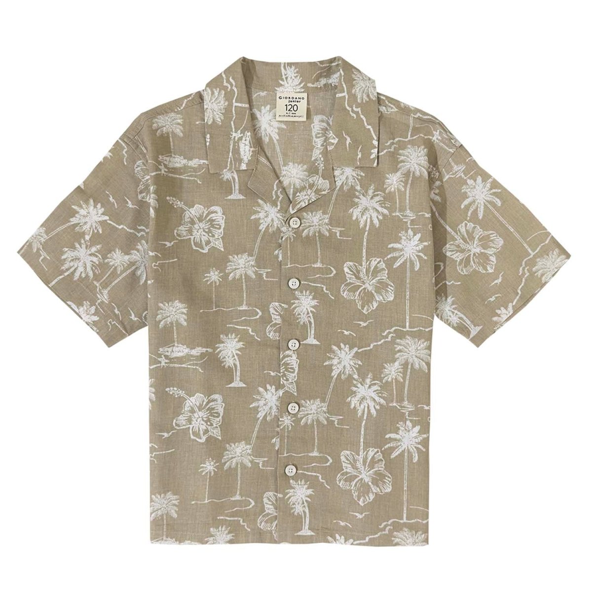 Kids Linen Cotton Short Sleeve Shirt - Relaxed Fit - Giordano