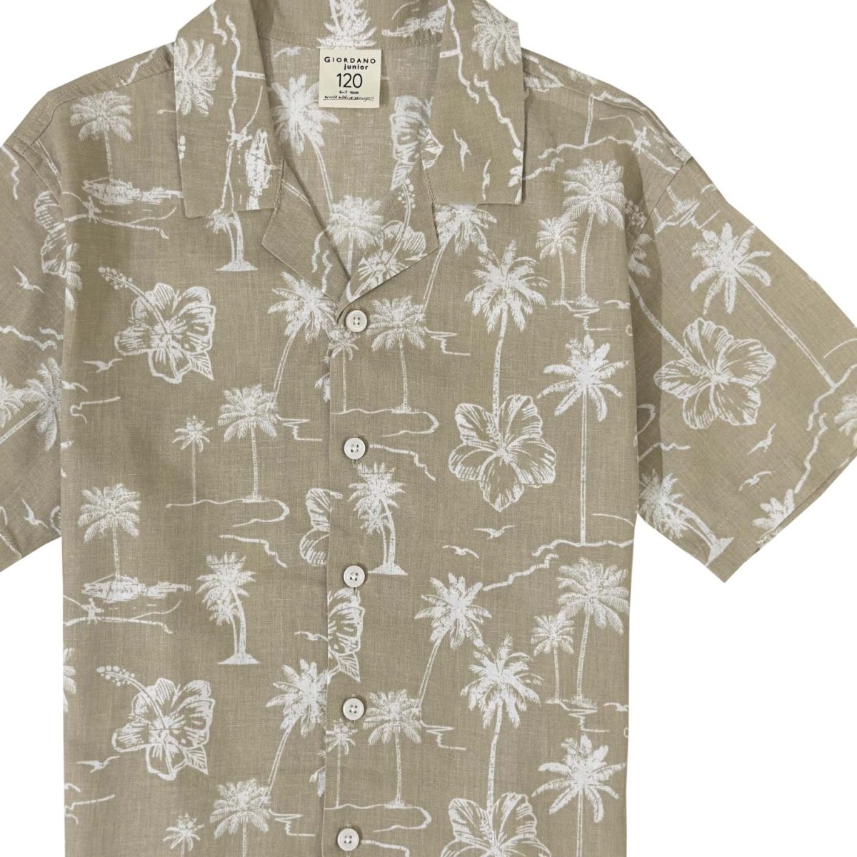 Kids Linen Cotton Short Sleeve Shirt - Relaxed Fit - Giordano