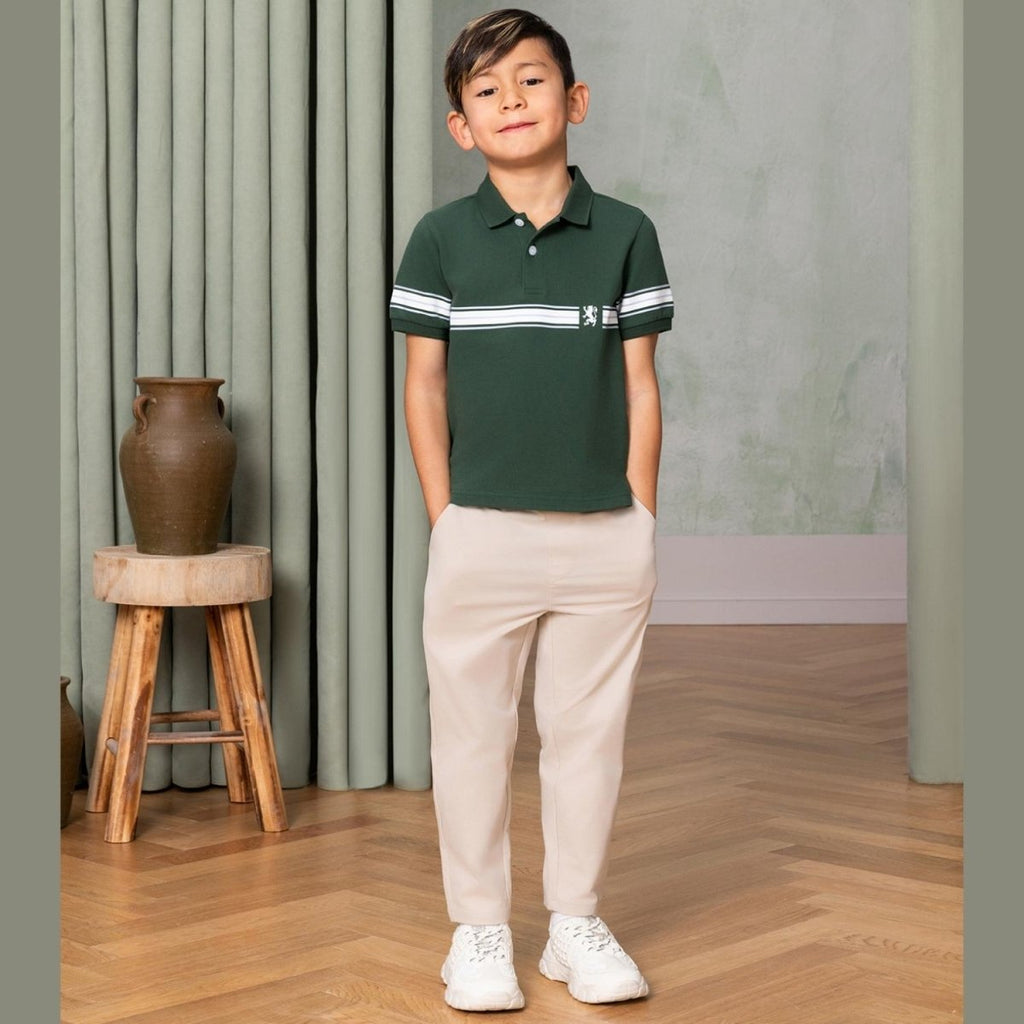 Giordano Kid's' Lion Crest Polo: Slim Fit, Classic Style, Bold Detailing - Premium Polo