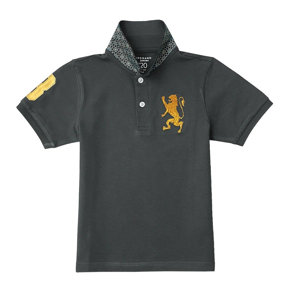 Kids' Lion Polo: 3D Embroidery, Comfort Piqué, Classic Style - Giordano