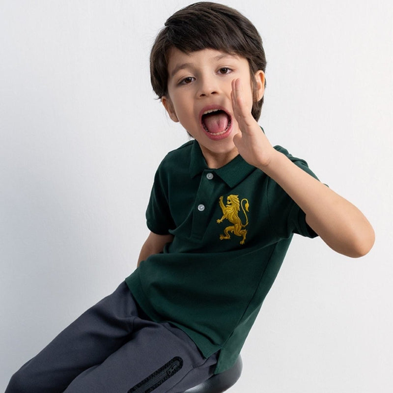 Kids' Lion Polo: 3D Embroidery, Comfort Piqué, Classic Style 4 Y - Shop Giordano