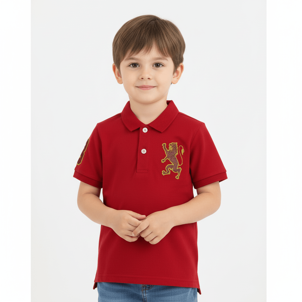 Kids' Lion Polo: 3D Embroidery, Comfort Piqué, Classic Style 4 Y - Shop Giordano
