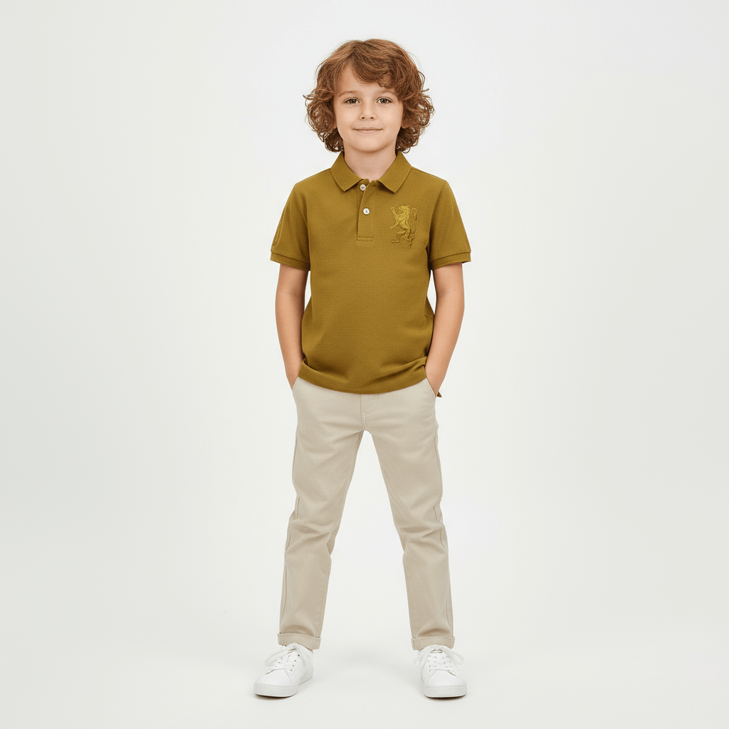 Kids' Lion Polo: 3D Embroidery, Comfort Piqué, Classic Style 4 Y - Shop Giordano