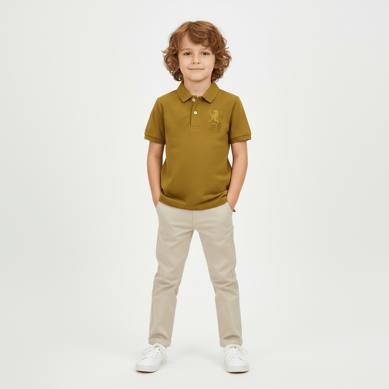 Kids' Lion Polo: 3D Embroidery, Comfort Piqué, Classic Style 4 Y - Shop Giordano