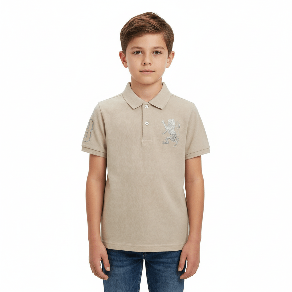 Kids' Lion Polo: 3D Embroidery, Comfort Piqué, Classic Style 4 Y - Shop Giordano