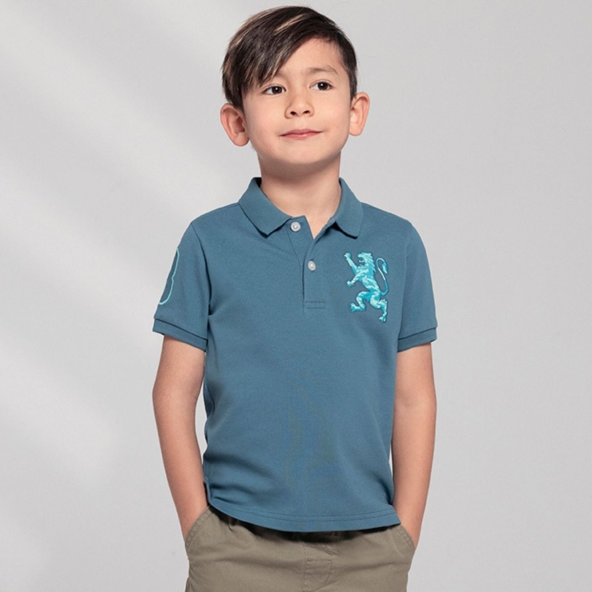 Kids' Lion Polo: 3D Embroidery, Comfort Piqué, Classic Style - Giordano