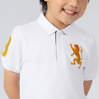 Kids' Lion Polo: 3D Embroidery, Comfort Piqué, Classic Style - Giordano
