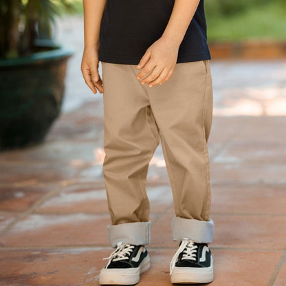 Kids Mid - Rise Regular Taper Stretch Twill Pants – Elastic Waist Comfort Fit - Giordano