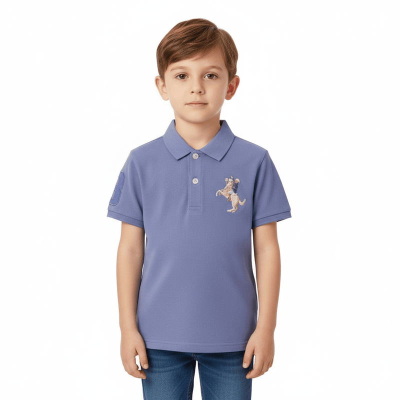 Giordano Kid's' Napoleon Polo: Classic Piqué, Bold Embroidery, All-Day Comfort - Premium Polo