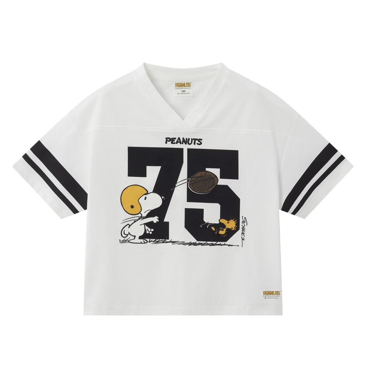 Kid's Peanuts 75Th Anniversary Snoopy Football Jersey Tee - Giordano