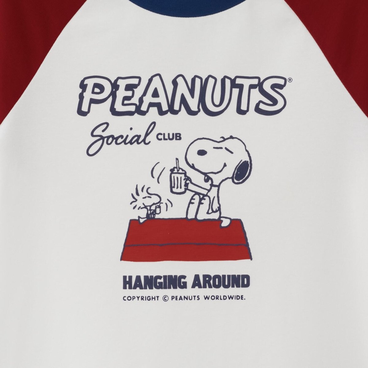 Kid's Peanuts Snoopy Raglan Tee - White & Red Graphic T-Shirt - Giordano