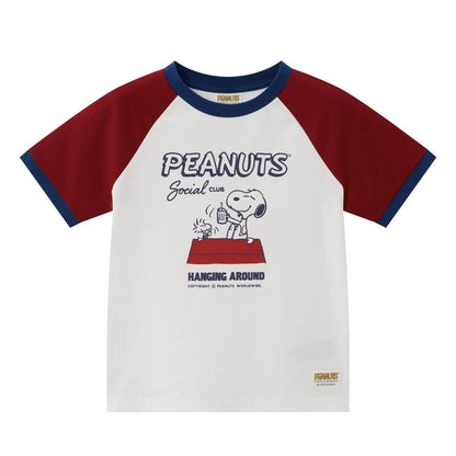 Kid's Peanuts Snoopy Raglan Tee - White & Red Graphic T-Shirt - Giordano