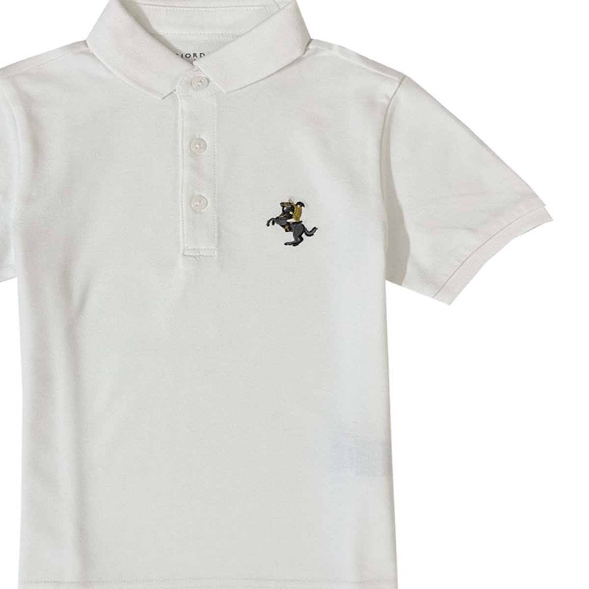 Kids Pique Flat Knit Collar Short Sleeve Slim Fit Small Napoleon Embroidery Bold Polo - Giordano