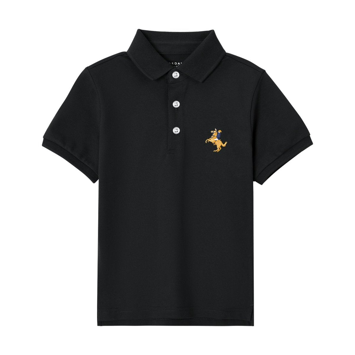 Kids Pique Flat Knit Collar Short Sleeve Slim Fit Small Napoleon Embroidery Bold Polo - Giordano
