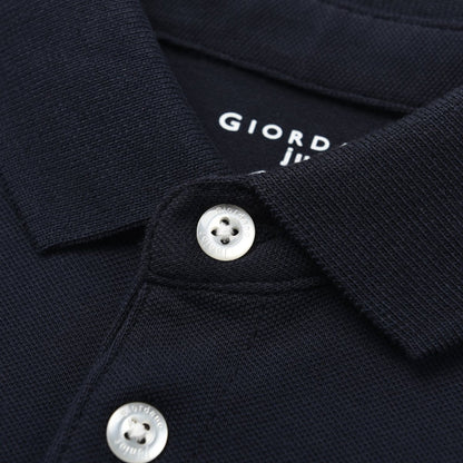Kids Pique Flat Knit Collar Short Sleeve Slim Fit Small Napoleon Embroidery Bold Polo - Giordano