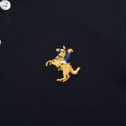 Kids Pique Flat Knit Collar Short Sleeve Slim Fit Small Napoleon Embroidery Bold Polo - Giordano