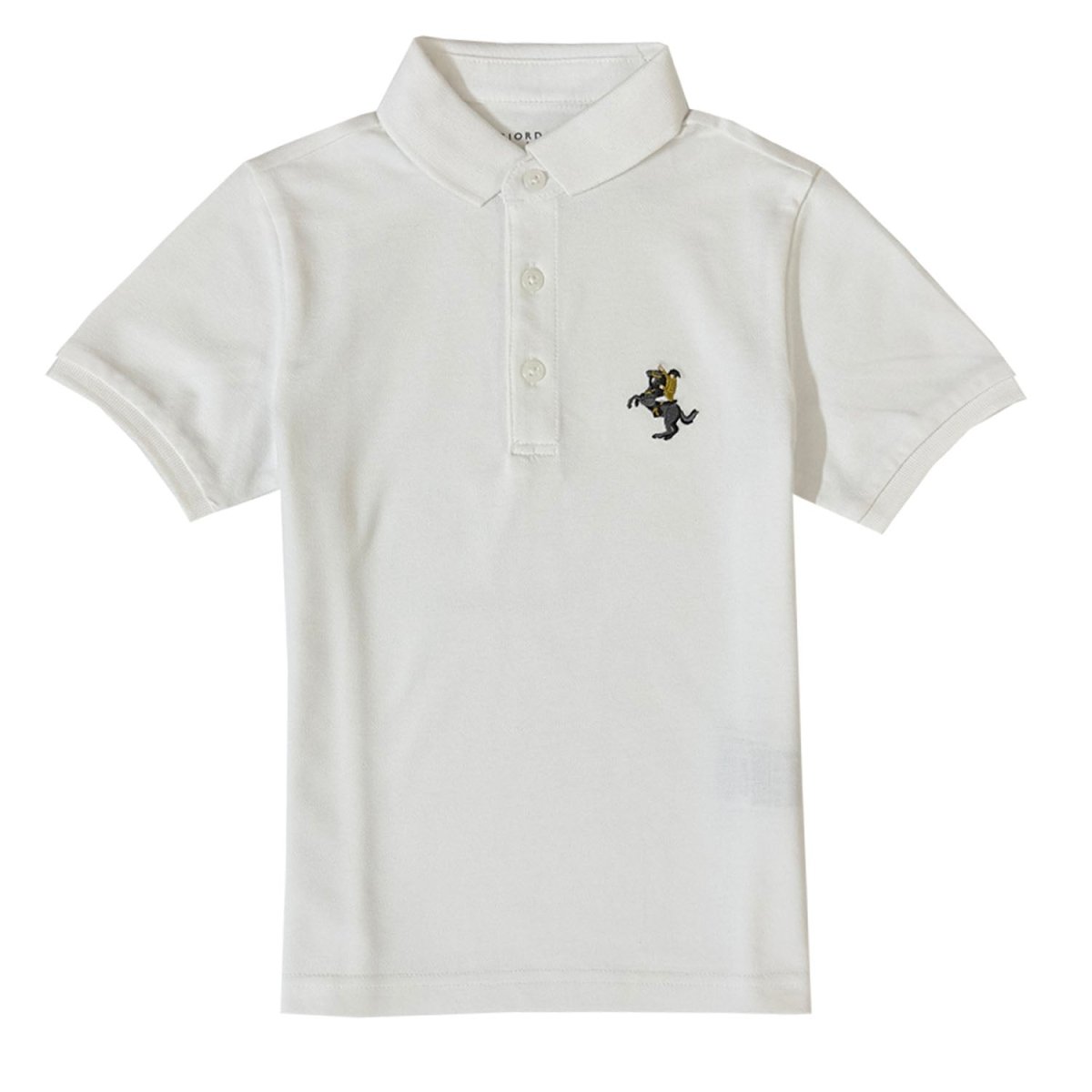 Kids Pique Flat Knit Collar Short Sleeve Slim Fit Small Napoleon Embroidery Bold Polo - Giordano