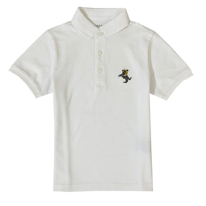 Kids Pique Flat Knit Collar Short Sleeve Slim Fit Small Napoleon Embroidery Bold Polo - Giordano