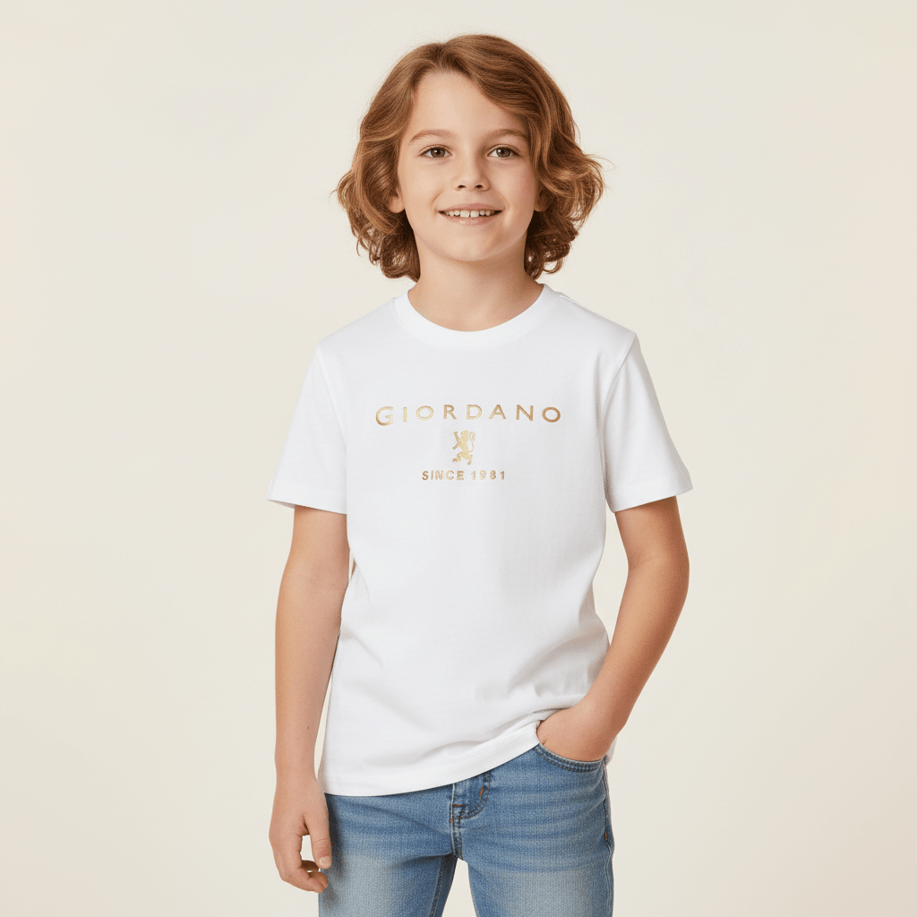 Giordano Kid's Regular Fit Cotton Crew Neck Printed Tee - first_variant_option_2 Premium Print Tee for Giordano