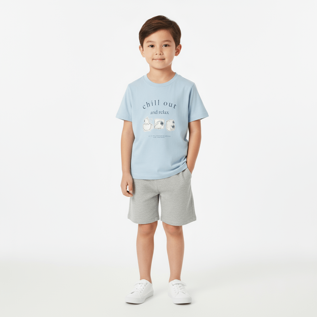 Giordano Kid's' Regular Fit Cotton Crew Neck Printed Tee - Premium Print Tee