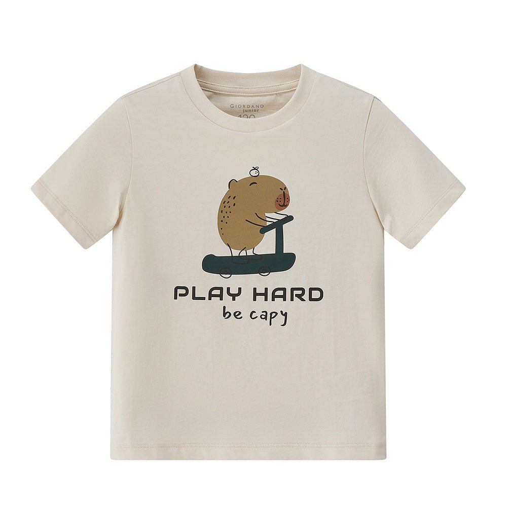 Kids’ Regular Fit Cotton Crew Neck Printed Tee - Giordano