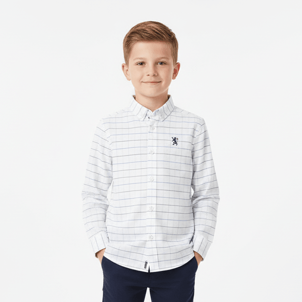 Kid's Regular Fit Cotton Oxford Long Sleeve Shirt 4 Y - Shop Giordano