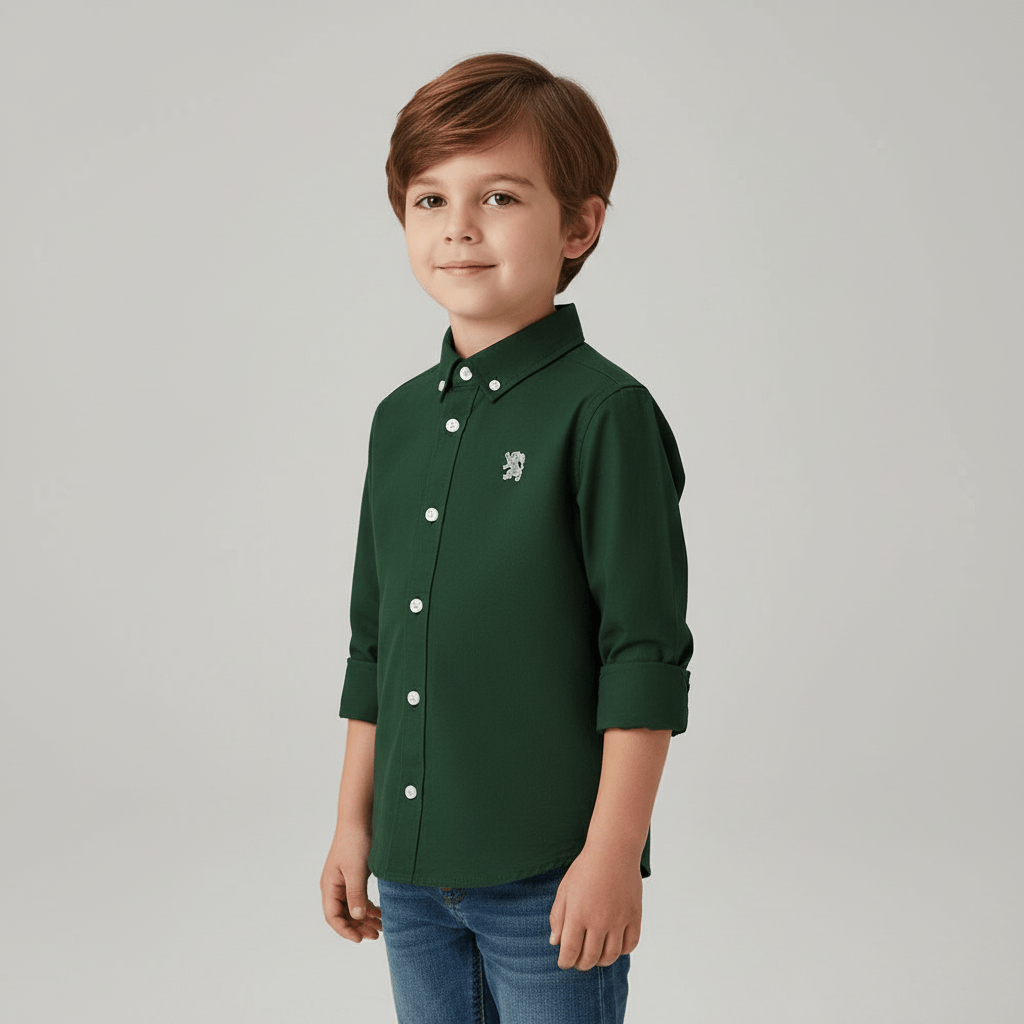 Kids' Regular Fit Cotton Oxford Long Sleeve Shirt 4 Y - Shop Giordano