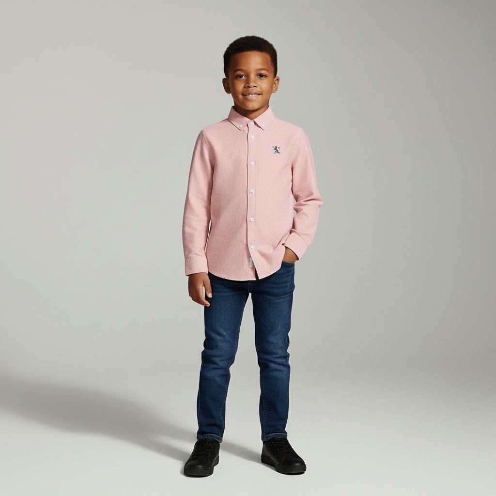 Kids' Regular Fit Cotton Oxford Long Sleeve Shirt 4 Y - Shop Giordano
