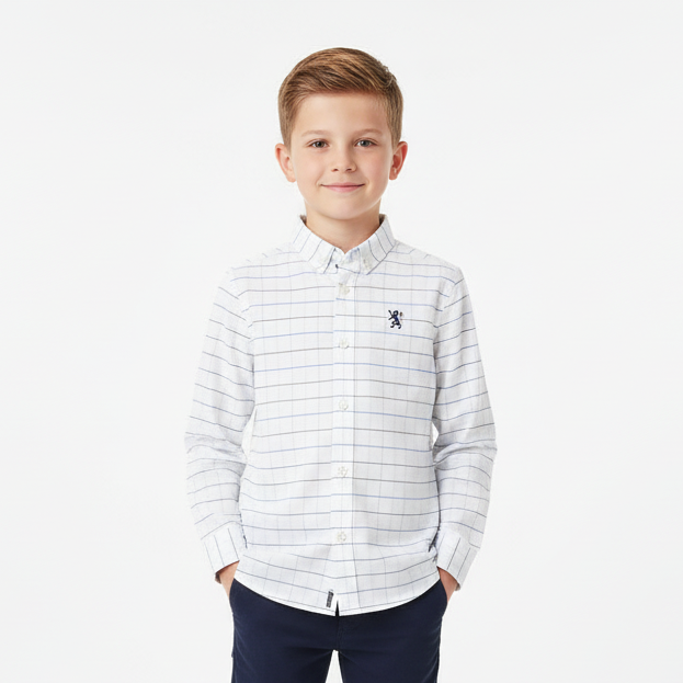 Kid's Regular Fit Cotton Oxford Long Sleeve Shirt