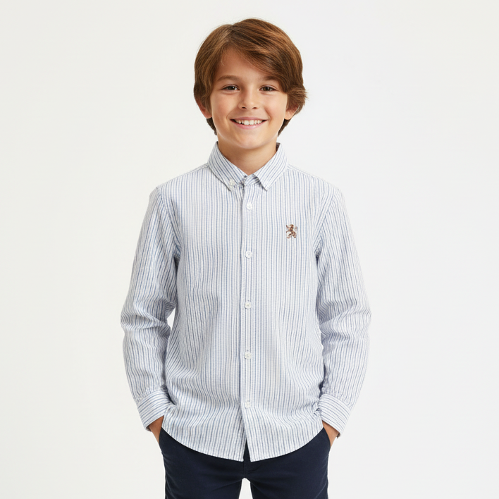Kid's Regular Fit Cotton Oxford Long Sleeve Shirt