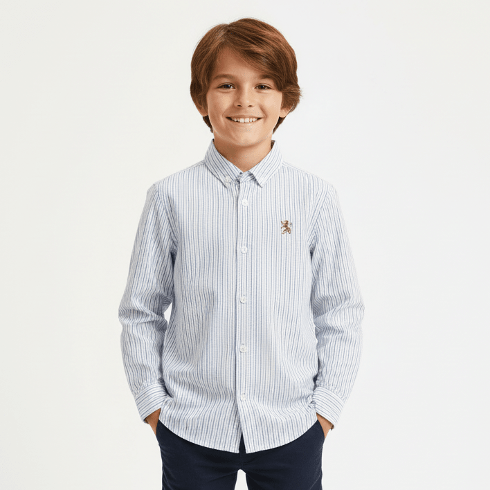 Kid's Regular Fit Cotton Oxford Long Sleeve Shirt 4 Y - Shop Giordano