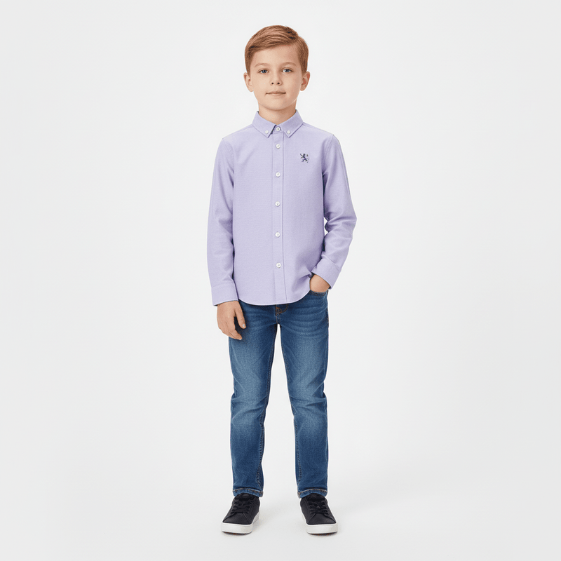 Kids' Regular Fit Cotton Oxford Long Sleeve Shirt 4 Y - Shop Giordano