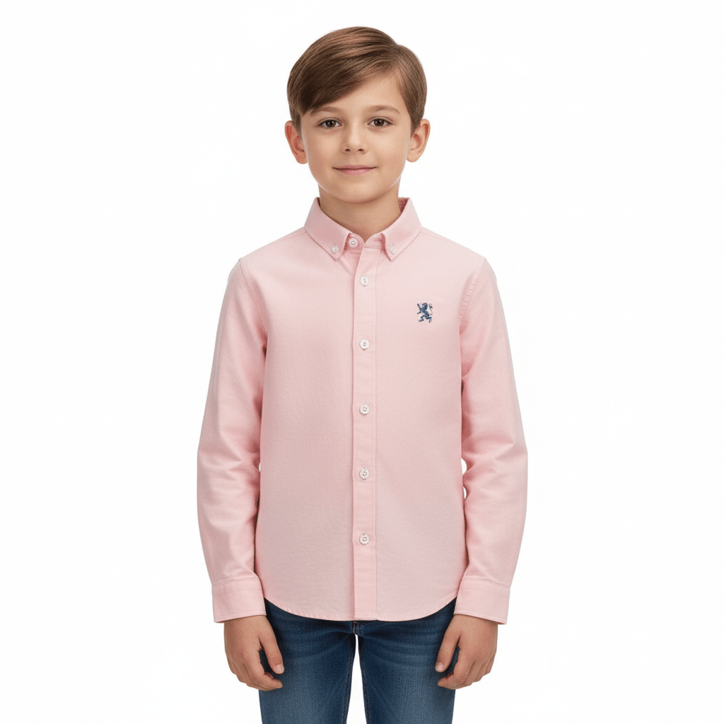 Kids' Regular Fit Cotton Oxford Long Sleeve Shirt 4 Y - Shop Giordano