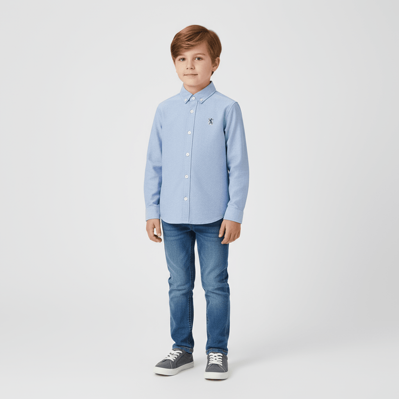Kids' Regular Fit Cotton Oxford Long Sleeve Shirt 4 Y - Shop Giordano